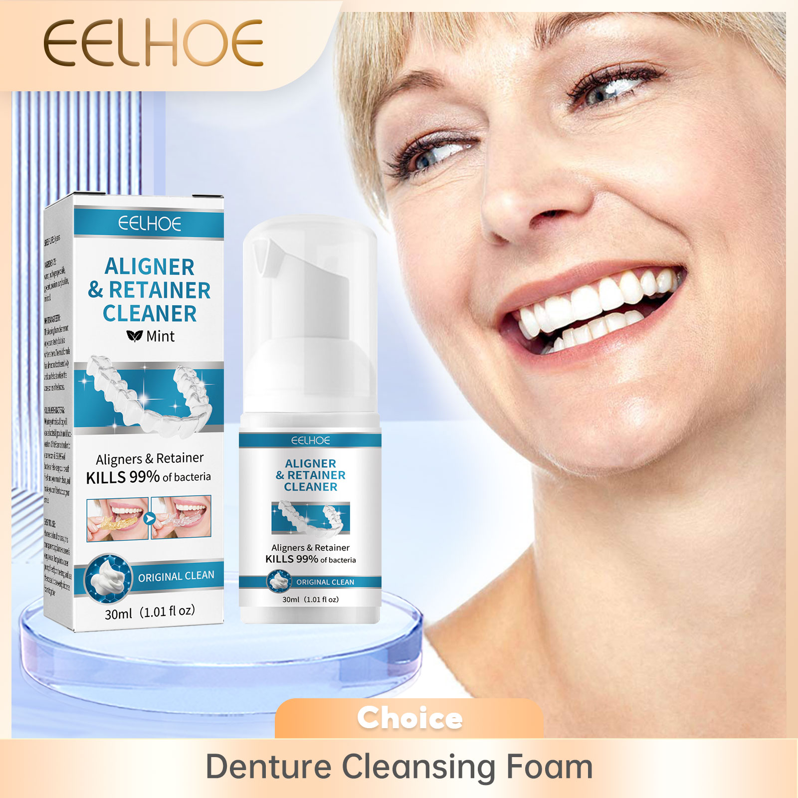 Aligner Denture Cleaner Foam D - đánh giá và giá Teeth Whitening Natural