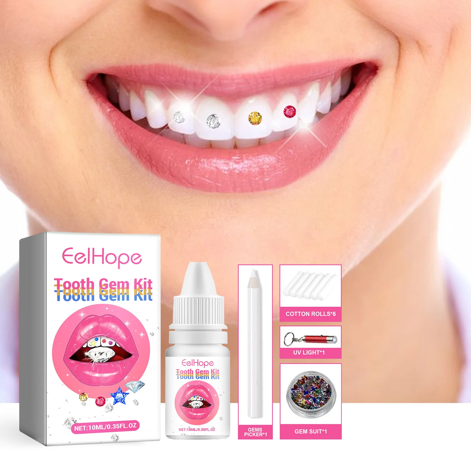Tooth Jewelry Kit DIY Clear Pr - đánh giá và giá Teeth Whitening Kit With Light