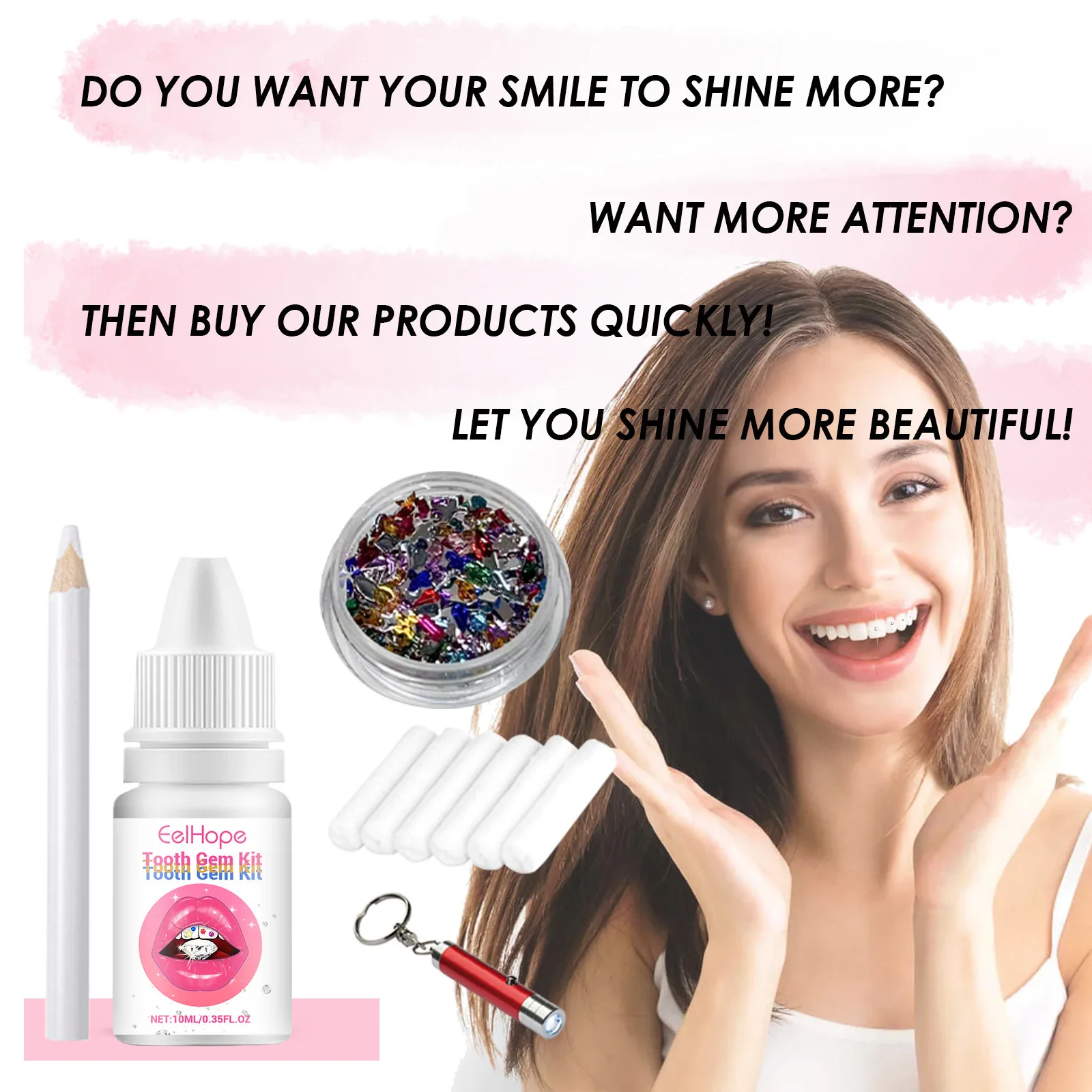 Tooth Jewelry Kit DIY Clear Pr - đánh giá và giá Teeth Whitening Kit With Light