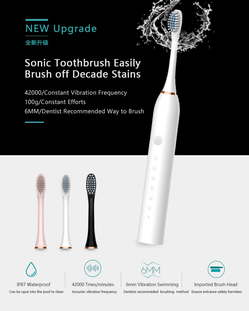 Sonic Electric Toothbrush IPX7 - đánh giá và giá Electric Toothbrush Sonic